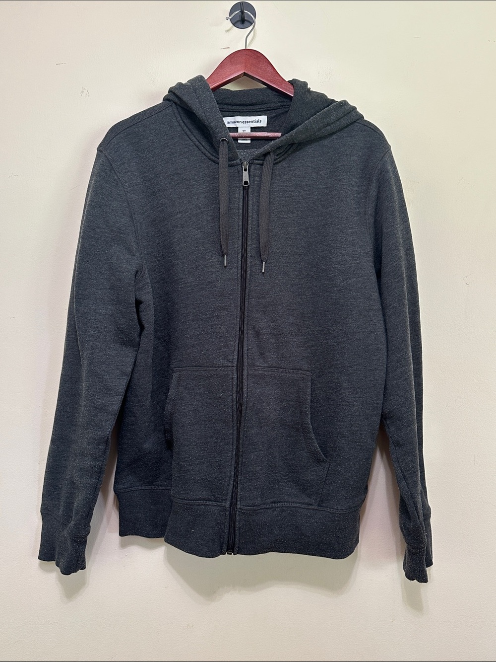 Amazon Essentials Men's Charcoal Full-Zip Hoodie